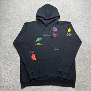 Coldplay Music of the Spheres 2021 Tour Hoodie Size XXL Black Organic Cotton USA